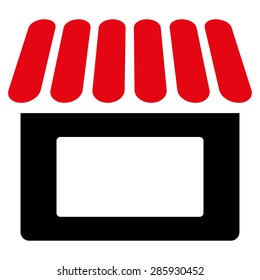 Shop icon from Business Bicolor Set. This flat vector symbol uses intensive red and black colors, rounded angles, and isolated on a white background.