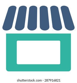 Shop icon from Business Bicolor Set. This flat vector symbol uses cobalt and cyan colors, rounded angles, and isolated on a white background.