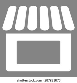 Shop icon from Business Bicolor Set. This flat vector symbol uses white color, rounded angles, and isolated on a gray background.