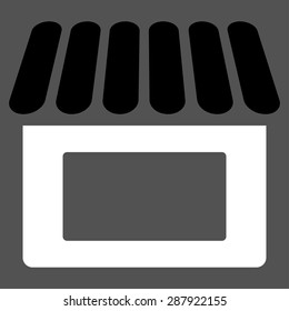 Shop icon from Business Bicolor Set. This flat vector symbol uses black and white colors, rounded angles, and isolated on a gray background.