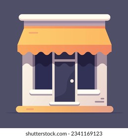 Shop icon. Shop icon in cartoon style. Vector clipart isolated on blue background.