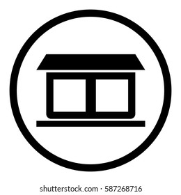Shop icon in circle on white background