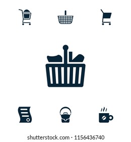 Shop icon. collection of 7 shop filled icons such as bill of house sell, coffee, shopping bag, bag. editable shop icons for web and mobile.