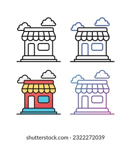 Shop icon design in four variation color