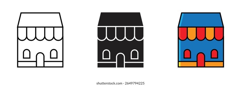 Shop-Symboldesign auf weißem Hintergrund. Symbol für Shop-Illustration
