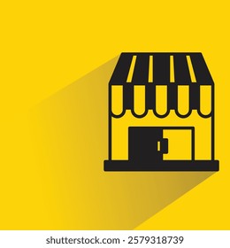 shop icon with drop shadow on yellow background