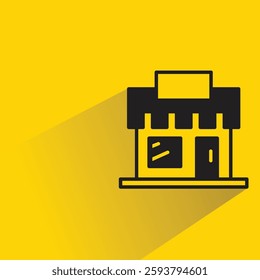 shop icon with drop shadow on yellow background