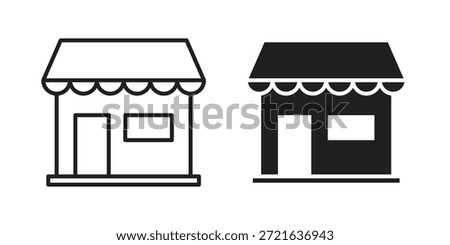 Shop icon in filled, thin line, stroke style for website and apps