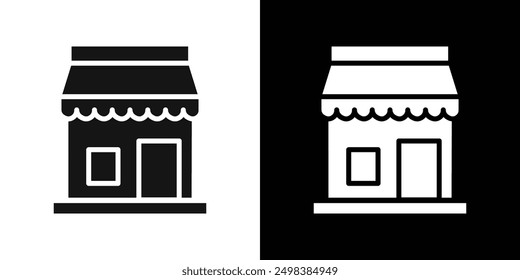 Shop icon flat line symbol set.