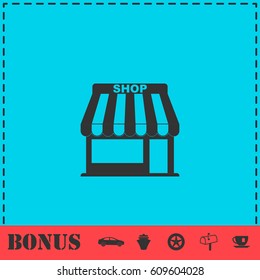 Shop icon flat. Simple vector symbol and bonus icon