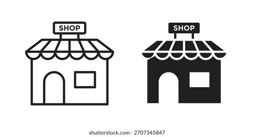 Ícone de loja. estilo plano e traçado Coleção. símbolo simples