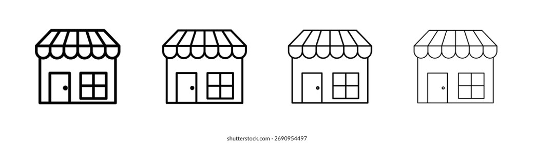 Shop icon Flat thin line vector illustration art outline set