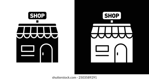 Shop icon Flat vector set outline
