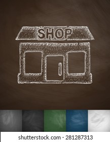 shop icon. Hand drawn vector illustration. Chalkboard Design