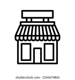 Shop Icon. Line Art Style Design Isolated On White Background