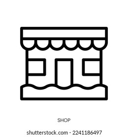 shop icon. Line Art Style Design Isolated On White Background