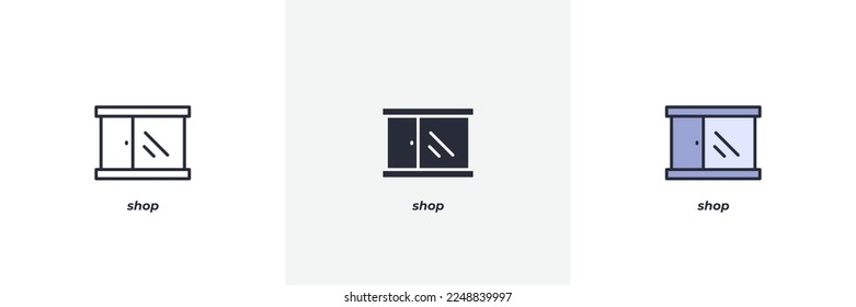 shop icon. Line, solid and filled outline colorful version, outline and filled vector sign. Idea Symbol, logo illustration. Vector graphics
