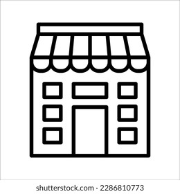 icono de la tienda, o logotipo, ilustración del vector de símbolos, señalización aislada - colección de iconos del vector, estilo blanco negro, alta calidad.
