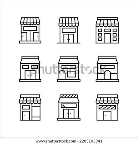 shop icon, or logo, symbol vector illustration, sign isolated - Vector icon collection, black white style, high quality.