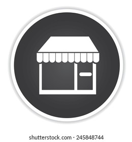 Shop icon on black button background,clean vector