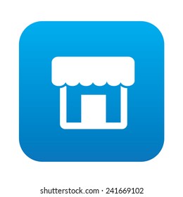 Shop icon on blue button,clean vector