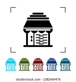 Shop icon on the white background. Store picture, six color version Illustration symbol