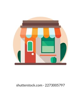 Shop icon on a white background. Flat design. Vector illustration