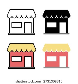 Icono de la tienda en el contorno y el estilo sólido. Símbolo de Vector mínimo para compras, venta al por menor, tienda en línea, comercio electrónico y actividades comerciales en uso en Web, App móvil y diseño de interfaz de usuario.