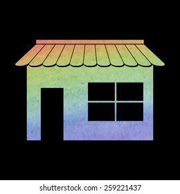 Shop icon over white background, vector illustration. Watercolor effect