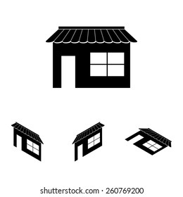 Shop icon over white background, vector illustration. Flat isometric style