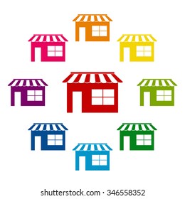 Shop icon over white background, vector illustration