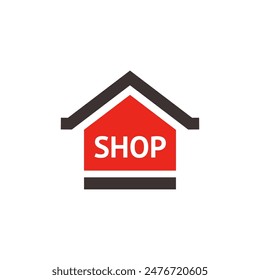 Shop icon with percent, made in color style.