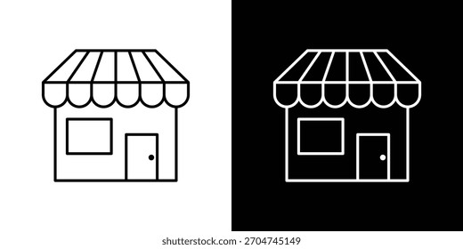 Icono de la tienda pixel perfecto. Símbolo de contorno. Dibujo lineal simple.