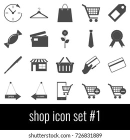 Shop. Icon set 1. Gray icons on white background.