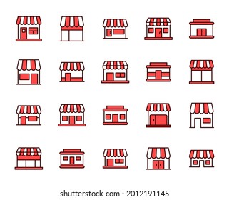 Shop icon set. Collection of high-quality color outline logo for web site design and mobile apps. Vector illustration on a white background.