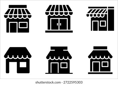 Conjunto de iconos de la tienda. Colección de los iconos de la construcción de la tienda en el fondo blanco