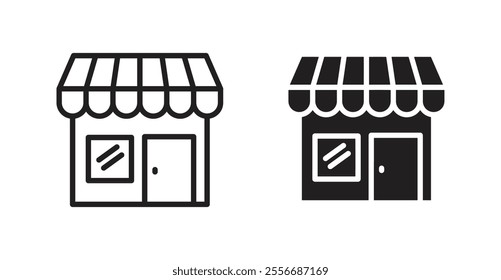 Shop icon set in Thin line black color.