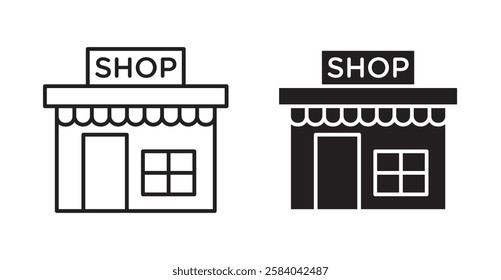 Shop icon set in thin line. vector illustrations for web