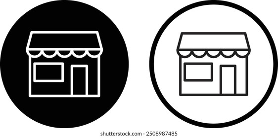 Shop icon set in two styles . Store icon . Store building icon vector