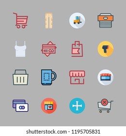 shop icon set. vector set about duty, shopping bag, scanning and pants icons set.