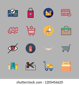 shop icon set. vector set about blind, box, cart and necklace icons set.