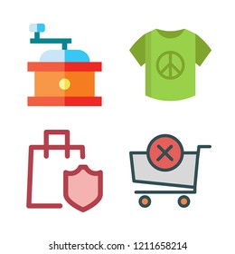 shop icon set. vector set about shopping cart, shirt and coffee grinder icons set.