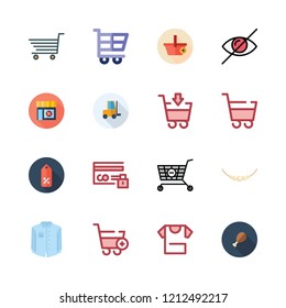 shop icon set. vector set about stores, duty, necklace and shirt icons set.