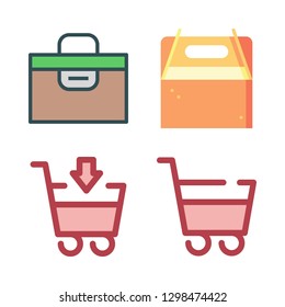 shop icon set. vector set about shopping cart, takeaway and box icons set.