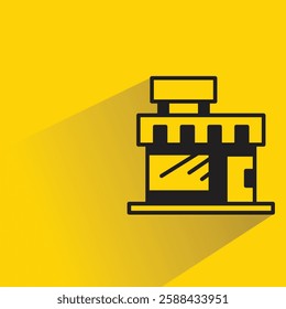 shop icon with shadow on yellow background