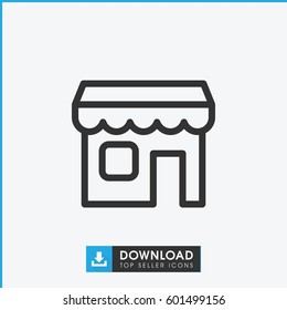 shop icon. simple outline shop vector icon. on white background.