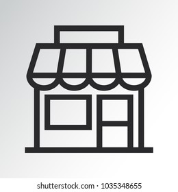 Shop icon, store front. Outline design. Vector illustration