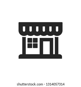 Shop icon in thick outline style. Black and white monochrome vector illustration.