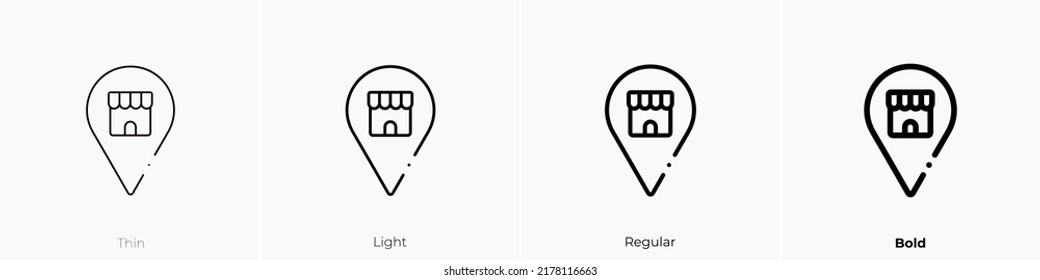 shop icon. Thin, Light Regular And Bold style design isolated on white background