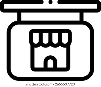Icono de la tienda. Diseño De Estilo Lineal Delgado Aislado Sobre Fondo Blanco